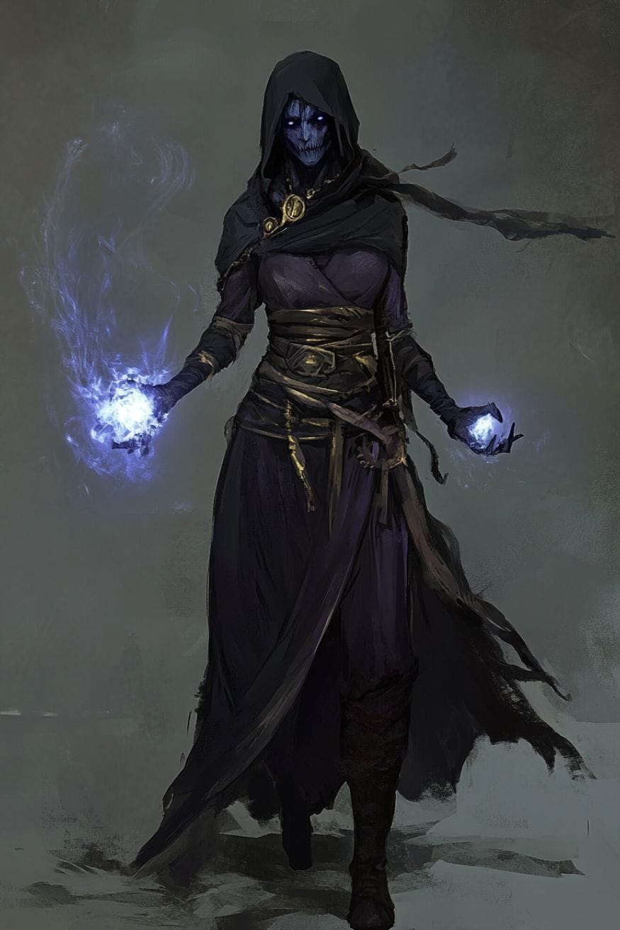  Necromancer Witch with magical powers concept art inspired by Path of Exile