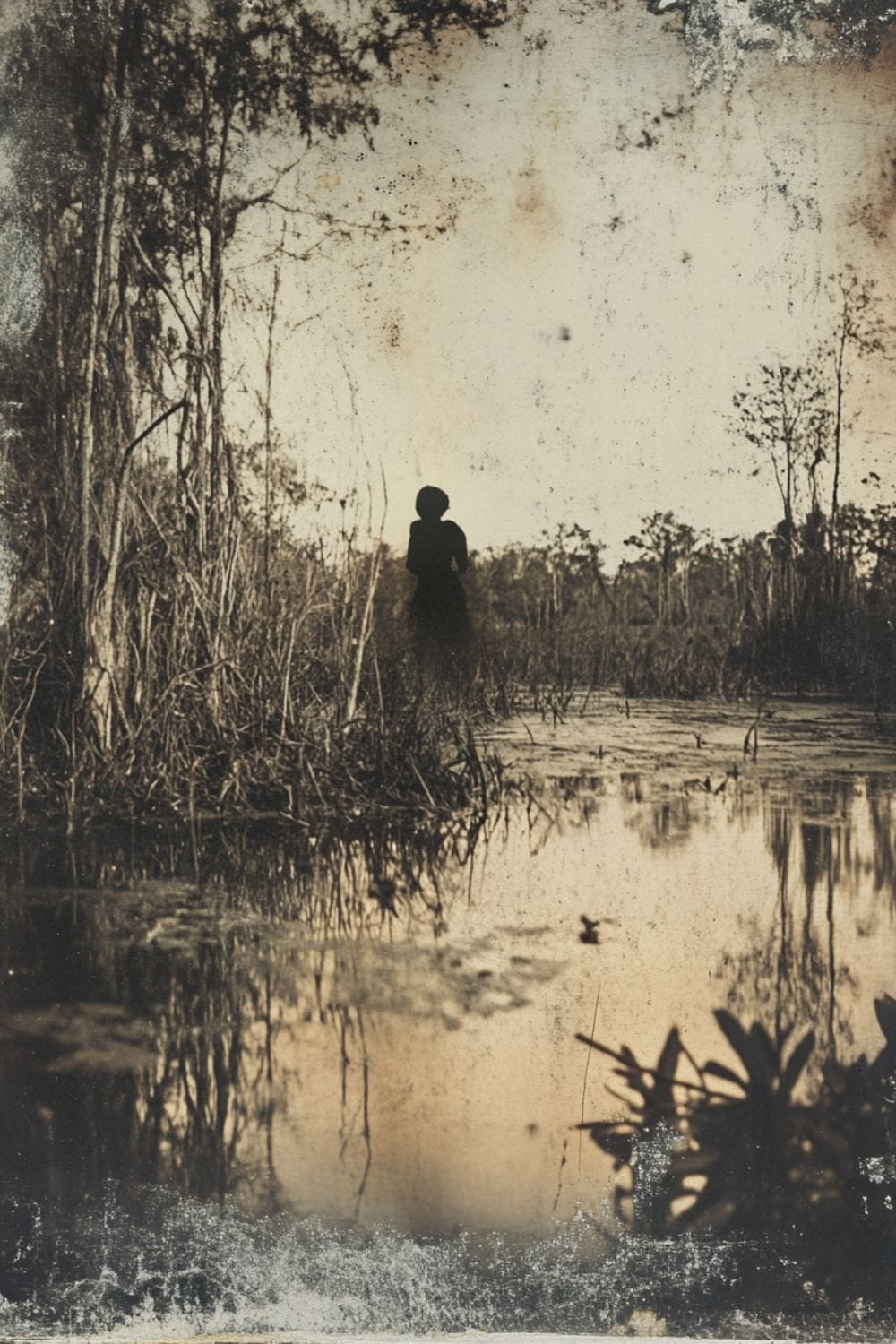 Daguerrotype of a swamp witch from a distance