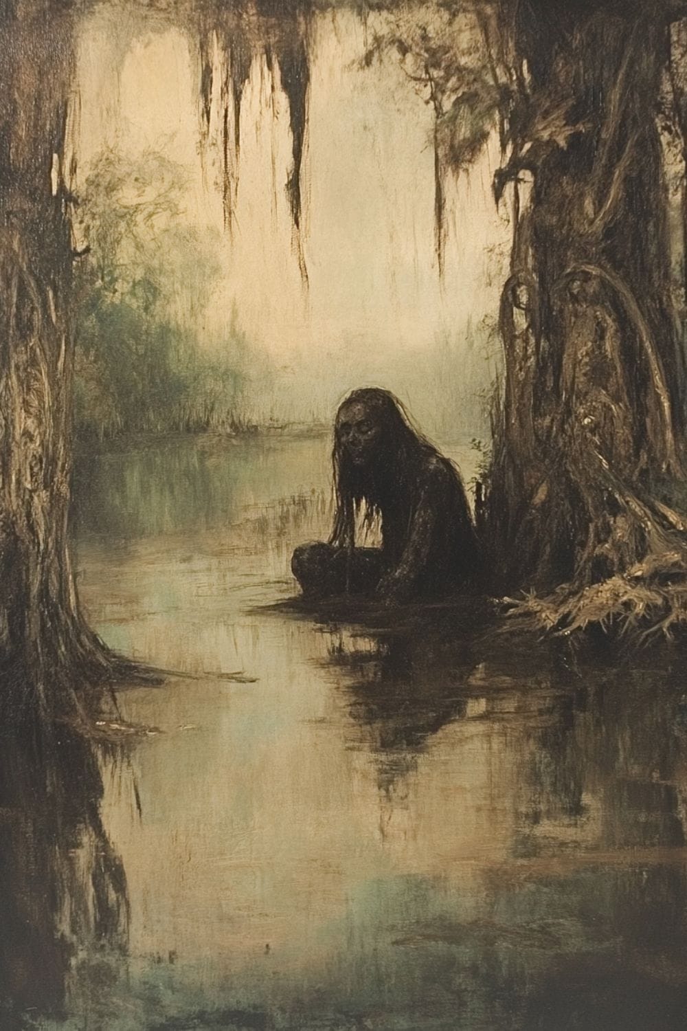 old painting of a swamp witch