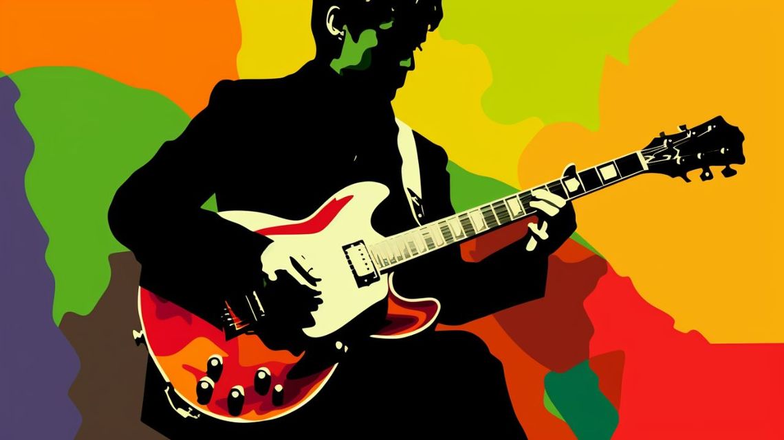 Pop Art Screenprint of man playing the guitar - Free Download